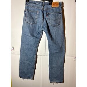 Levi‎ Strauss 505 Mens Jeans 33x32 Blue Straight Leg Distressed Denim